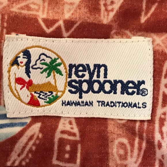 Reyn Spooner Hawaiian Shirt Men XXL Red Geometric Button Down Pocket Collared - Picture 3 of 14